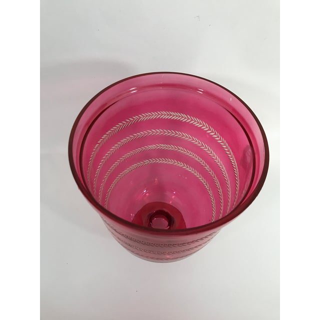 2000 - 2009 Red Etched Glass Candle Hurricane For Sale - Image 5 of 8