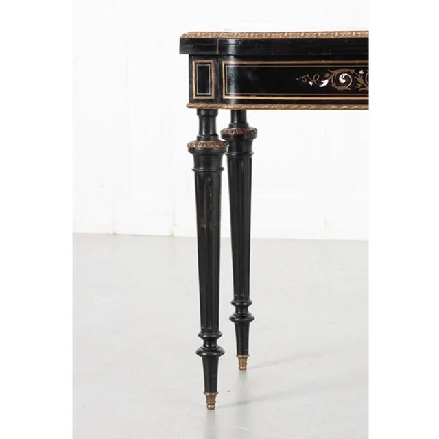 French 19th Century Ebonized and Inlay Game Table For Sale - Image 12 of 13