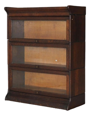 Antique Arts & Crafts Three Stack Oak Barrister Bookcase C1920