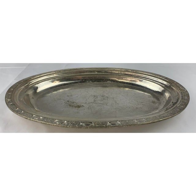 Mid 20th Century Vintage Waldorf Astoria Medium Hammered Silver Plate Serving Tray For Sale - Image 5 of 11