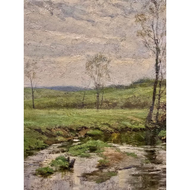 Textile Olive Parker Black "Trout Stream" Original 1910s East Coast Impressionist Oil Painting For Sale - Image 7 of 13
