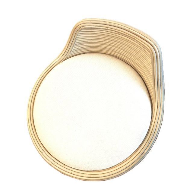 2020s Palecek Enzo Swivel Stool Whitewash Pole Rattan For Sale - Image 5 of 8