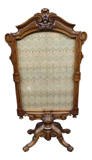 Victorian French Style Carved Walnut Fire Screen