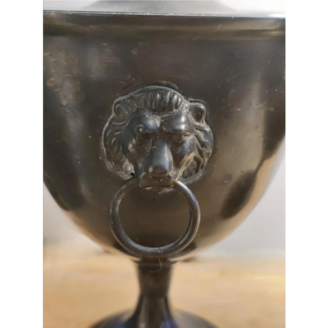 Vintage Regency Style Chestnut Urn With Lion Head Ring Handles ~ a Pair For Sale - Image 4 of 7
