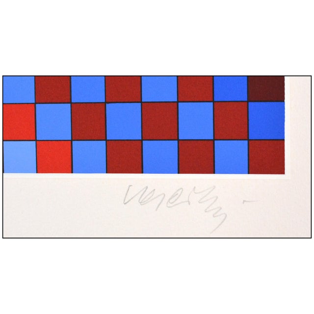Victor Vasarely Mid 20th Century Harlequin Geometric Abstract Green Screenprint Victor Vasarely For Sale - Image 4 of 6