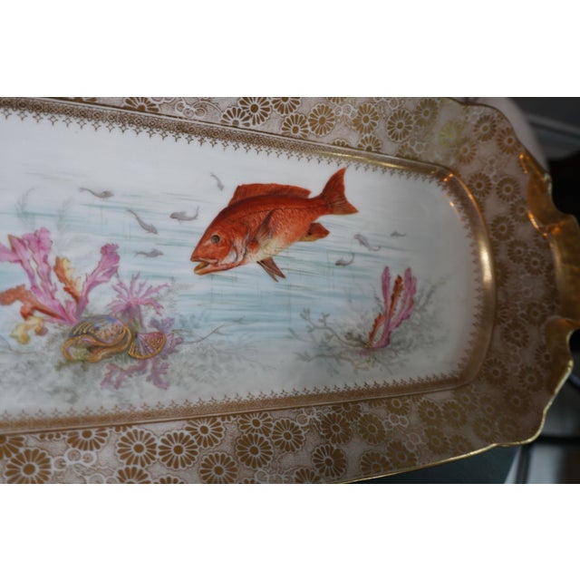 Limoges, France Antique Limoges Hand-Painted Marine Life Porcelain Serving Tray, Circa 1895–1900 For Sale - Image 4 of 7