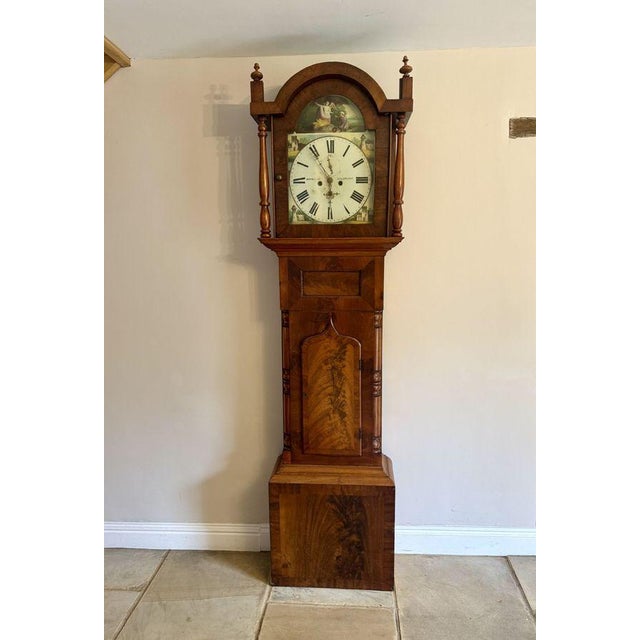 Wood Antique Mahogany Arch Dial Longcase Clock, 1820 For Sale - Image 7 of 7