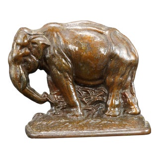 1925 Elephant Profile Cast Iron Single Bookend For Sale