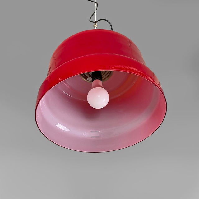 Mid-Century Modern Italian Red and White Chandelier with Bead Decoration, 1960s For Sale - Image 13 of 16