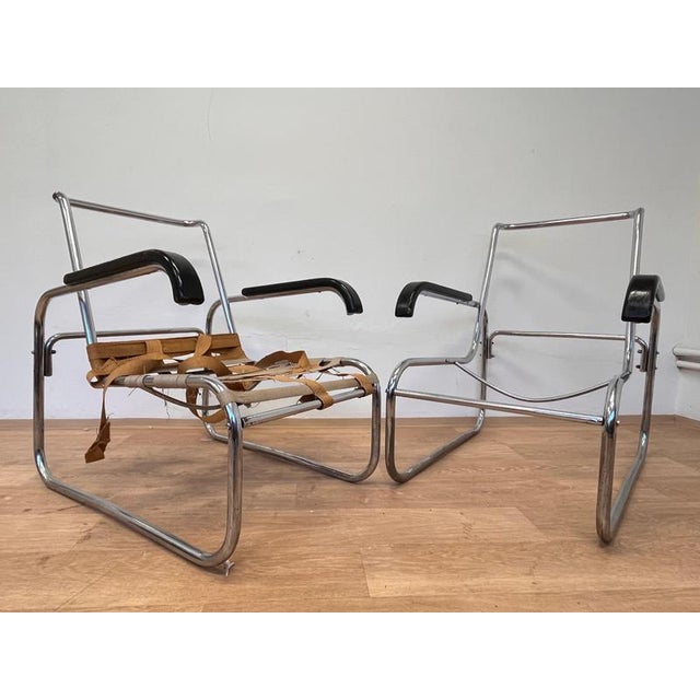 Early Bauhaus Chrome B 35 Armchairs by Marcel Breuer for Thonet, 1930s, Set of 2 For Sale - Image 11 of 17