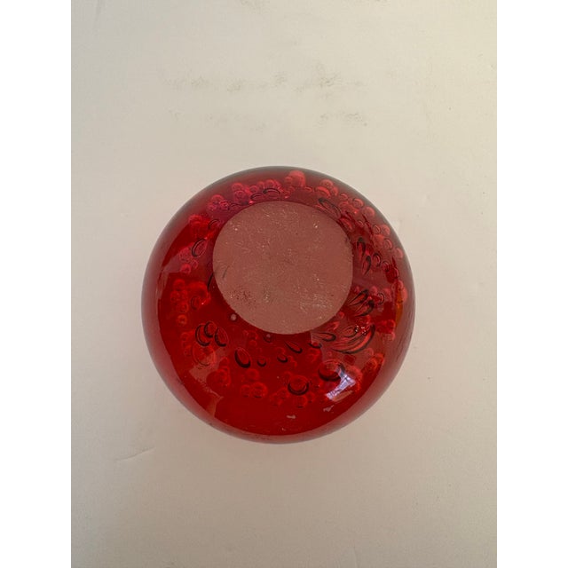 Art Deco French Vintage Red Bubble Paperweight in Murano Style For Sale - Image 3 of 4