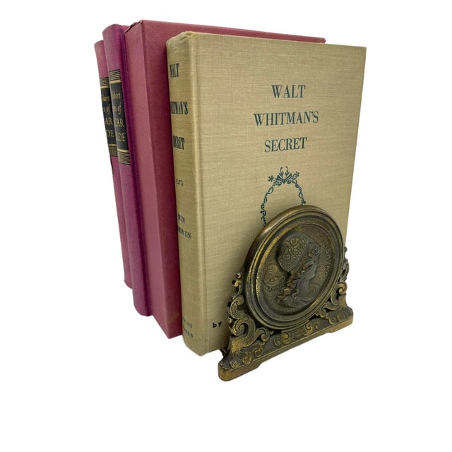 Metal Antique Expandable Art Nouveau Gold Cast Iron Book End For Sale - Image 7 of 12