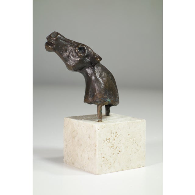 Bruno Cassinari Italy, 1970 Bronze Head Horse with Travertine Base Artist Sign engraved Excellent Condition This piece has...
