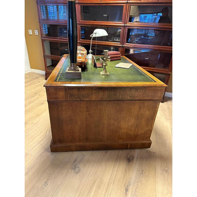 Wood Antique Partners Desk, 1890s For Sale - Image 7 of 14