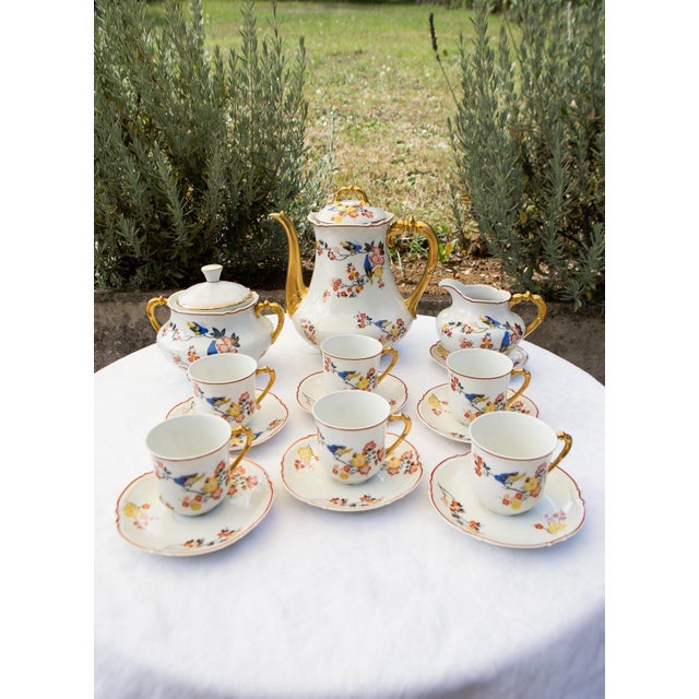 Antique Coffee Set by Malaveix and Granger for Limoges Porcelain, 1920, Set of 16 For Sale - Image 12 of 12