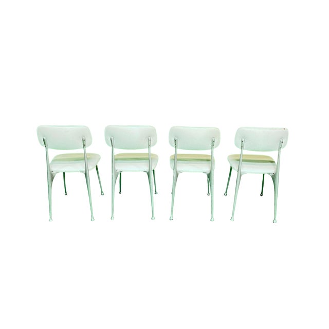 Metal 1950s White Retro Kitchen Table and Four (4) Chairs - Set of 5 For Sale - Image 7 of 16
