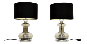 Vintage French Glass and Chrome Table Lamps, 1970s, Set of 2
