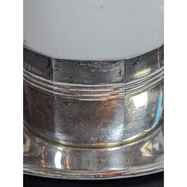 1980s 4 Vintage 1980"s Porcelain and Silverplate Demitasse Espresso Cups, and Saucers, Brazil, Fb Rogers Silver For Sale - Image 5 of 10