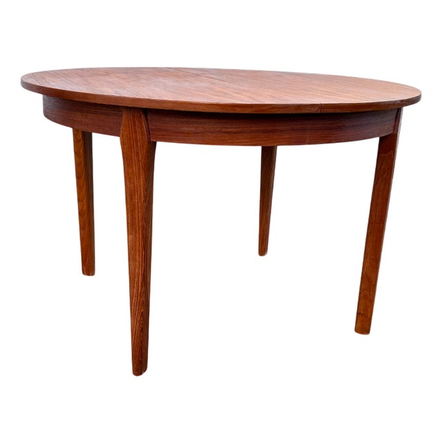 Large Scandinavian Round Dining Table in Teak, 1960s For Sale