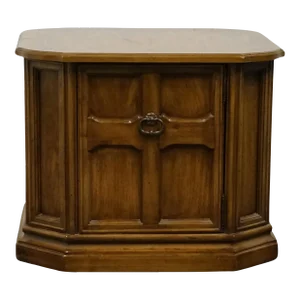 High End Banded Walnut Italian Mediterranean 26" Accent Storage End Table