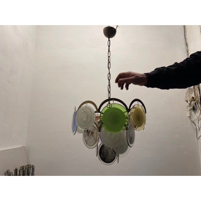 Space Age Murano Glass Disc Chandelier, 1970s For Sale - Image 9 of 12