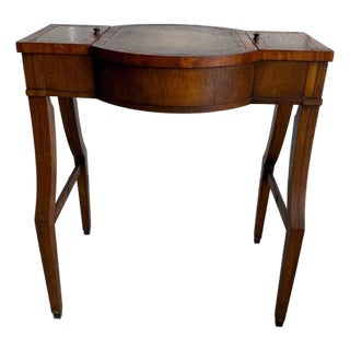 Heirloom Wieman Gallery Empire Style Leather Top Mahogany Sewing Side Table For Sale