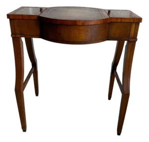 Heirloom Wieman Gallery Empire Style Leather Top Mahogany Sewing Side Table