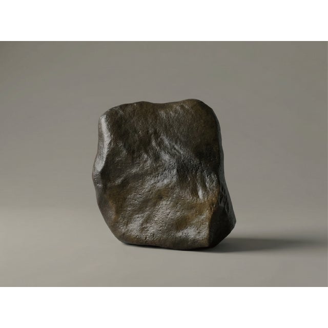 Sculptural Glass Decanter Vase With Natural Gobi Desert Stone – Collector's Statement Piece For Sale - Image 4 of 7