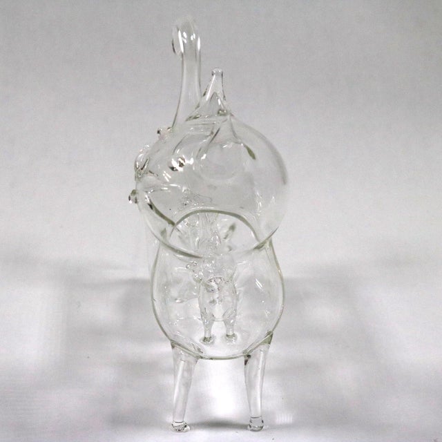 Late 20th Century Mid-Century Vintage Hand Blown Art Glass Cat With 2 Kittens Inside Figurine For Sale - Image 5 of 13