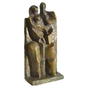 Expressionist Bronze Sculpture of Man Women and Child, Dutch, 1960s