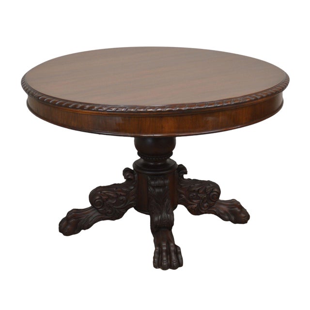Empire Style Antique Mahogany 46" Round Claw Foot Poker Table Chairish