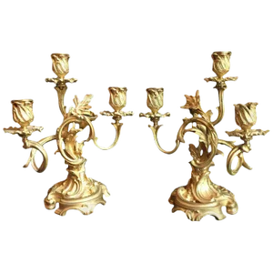 19th Century Ormolu Louis XV Style Candelabras - a Pair