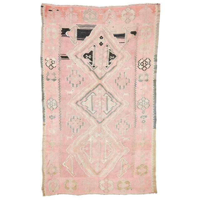 Textile Mid 20th Century Faded Large Vintage Turkish Kilim Rug For Sale - Image 7 of 7