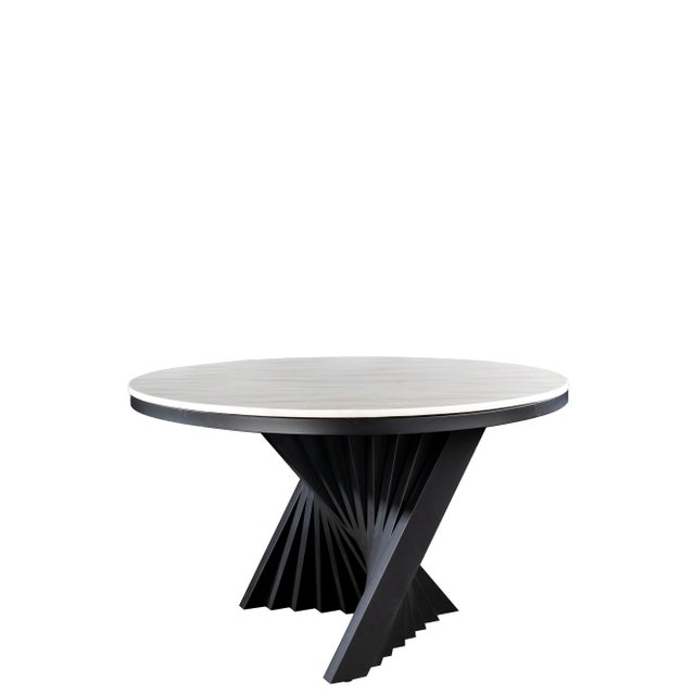 Waterfall Marble Top Dining Table in Black For Sale In Los Angeles - Image 6 of 7
