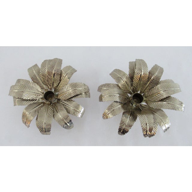 English William Yeoward "Alexis" 14" Crystal & Silver Topped Palm Tree Candle Holders - Pair For Sale - Image 10 of 15