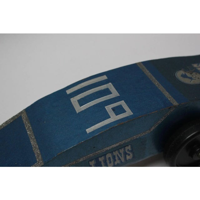 Vintage Hand-Crafted Wooden Model Car With Detriot Lions Graphics For Sale - Image 10 of 13