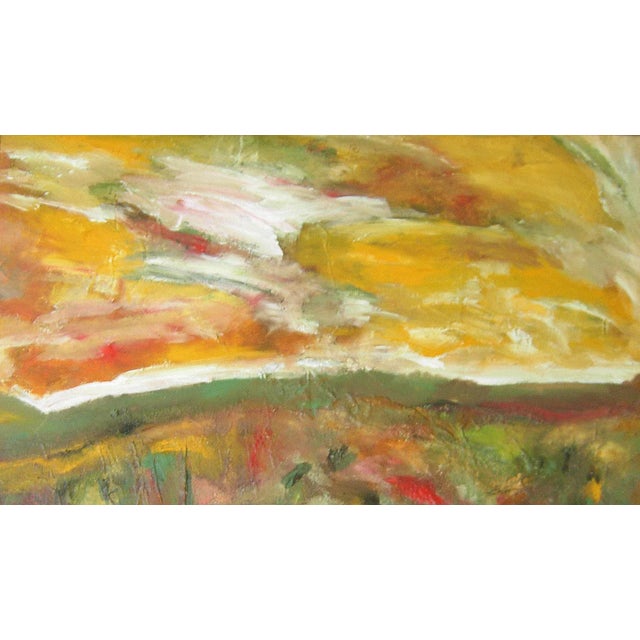 Contemporary "Meadowscape" Original Abstract Floral Landscape Painting - Red Green Yellow Wall Art Decor For Sale - Image 3 of 6