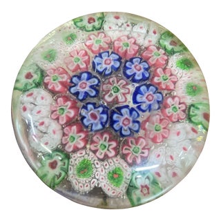 Floral Art Glass Paperweight For Sale