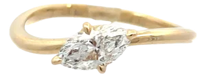 14k Yellow Gold 0.52 Carat Weight Marquise Diamond Ring, Size 6.5