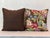 Custom-tailored 20”x20” pillows in Mary McDonald Bermuda Blossoms Attributed to Schumacher. Color: Cocoa, solid brown...
