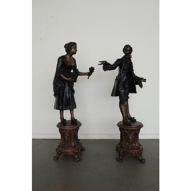 Vintage Bronze Figural Statues (Set of 2) For Sale In Austin - Image 6 of 15
