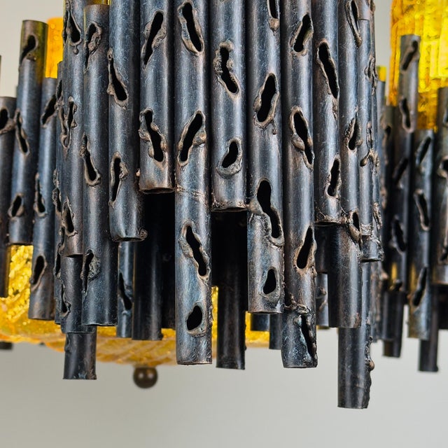 Brutalist Chandelier by Marcello Fantoni for Fantoni Studio, Florence, Italy, 1960s For Sale - Image 12 of 18