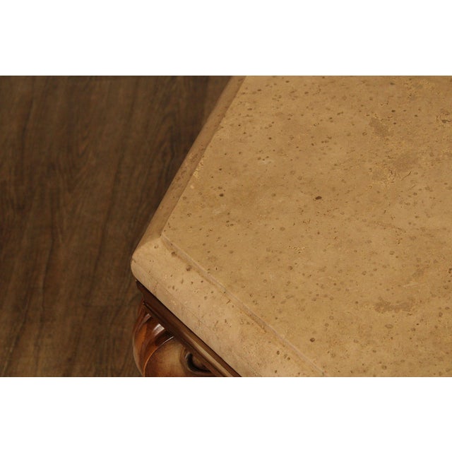 Brown Century Furniture Tuscan Style Large Travertine Top Hexagonal Coffee Table For Sale - Image 8 of 18