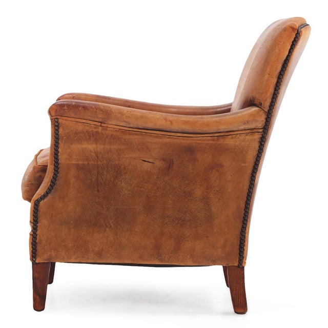 1960s 1960s Dutch Art Deco Style Leather Club Chair. For Sale - Image 5 of 8