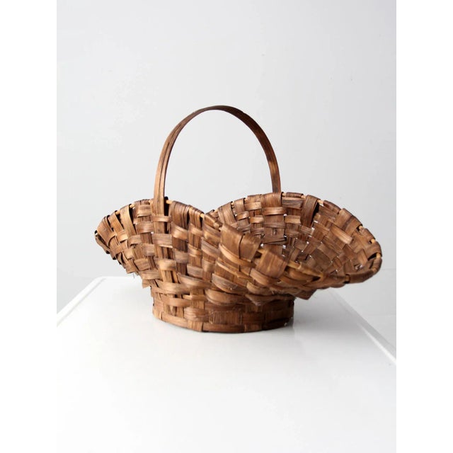 Antique Splint Weave Gathering Basket For Sale - Image 6 of 13