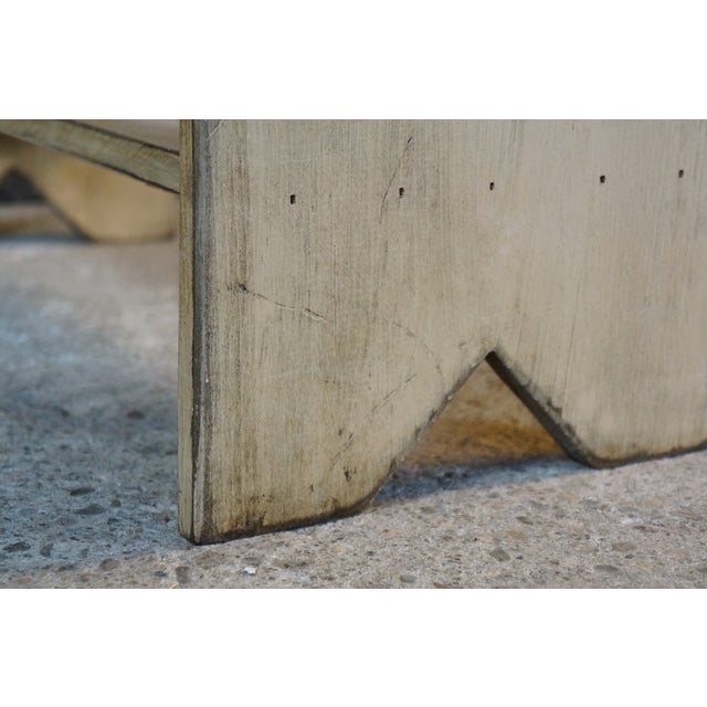 20th Century Rustic Primitive Outdoor Pine Farmhouse Patio Bench Stool Seat 33" For Sale - Image 9 of 14