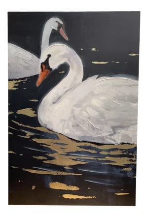 Large Swan Canvas Wrapped Textured Print Giclee