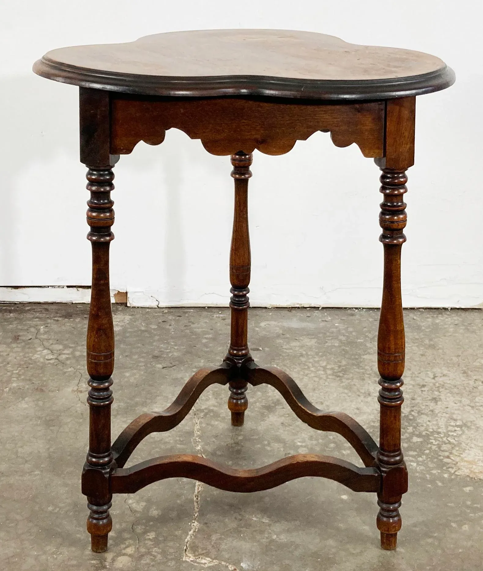 Vintage Walnut Cloverleaf Side Table | Chairish