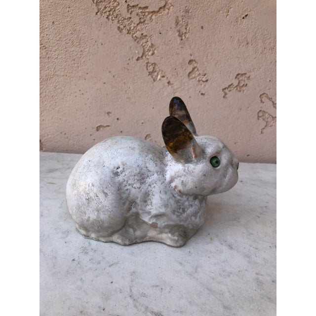 Small French Majolica Terracotta Rabbit Bavent Circa 1900.