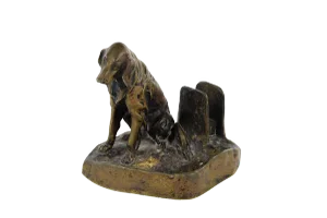 Patinated Bronze Smoke Tray With Dog - Irish Setter- C1910